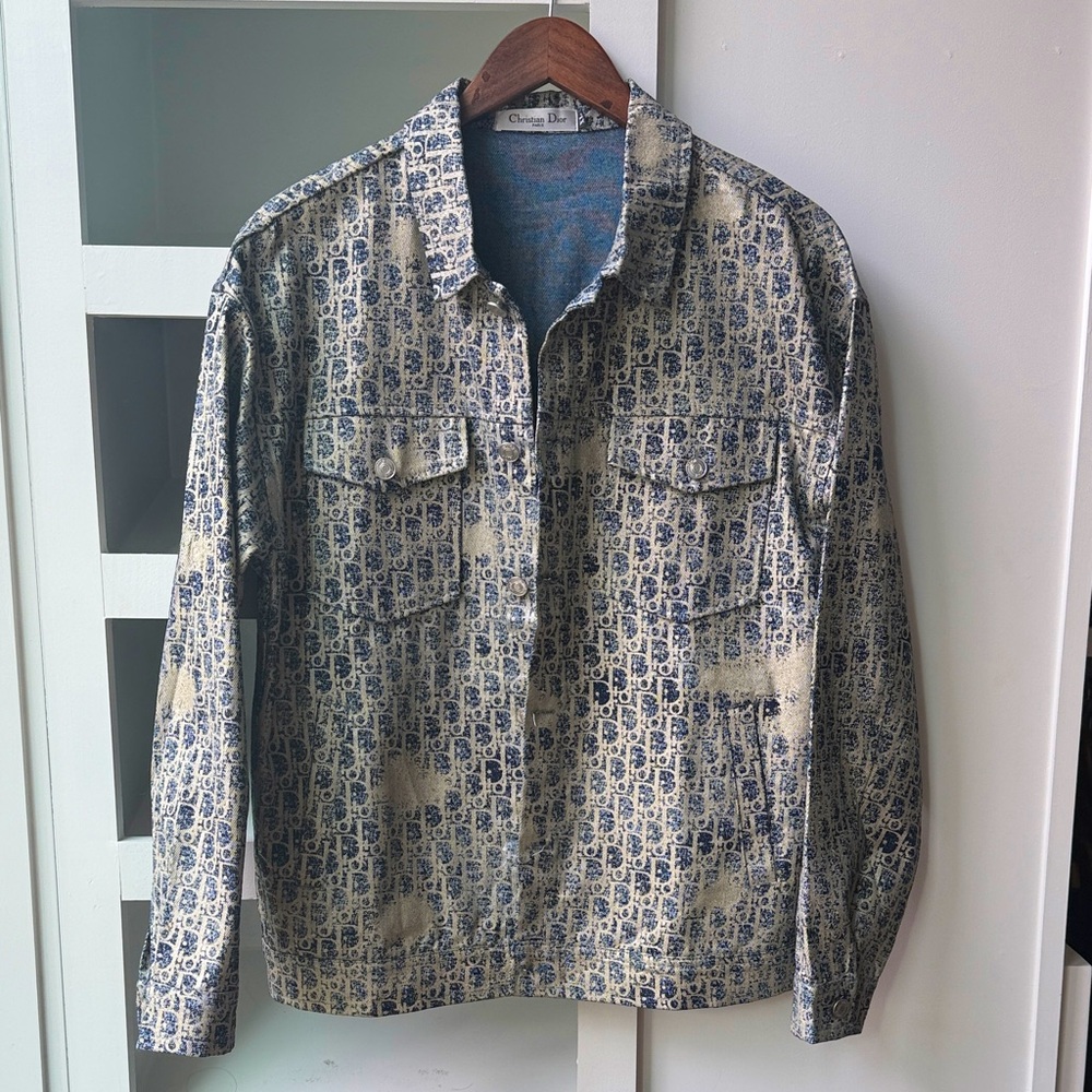Dior Beige and Blue Patterned Shirt Jacket